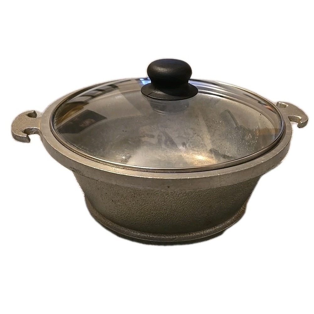 Vintage Guardian Service 8" Round Aluminum Pot Casserole w Replacement Glass Lid